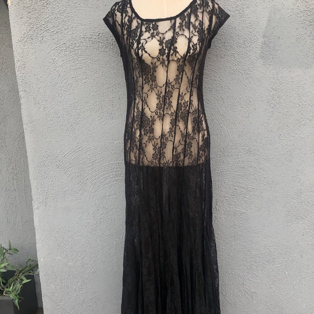 Johnny Was Biya embroidered mesh maxi dress size S